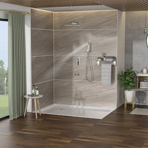 3-Spray Shower Faucet with 1.8 GPM Shower Head 12 in. Wall Mounted Square Shower System in Brushed Nickel