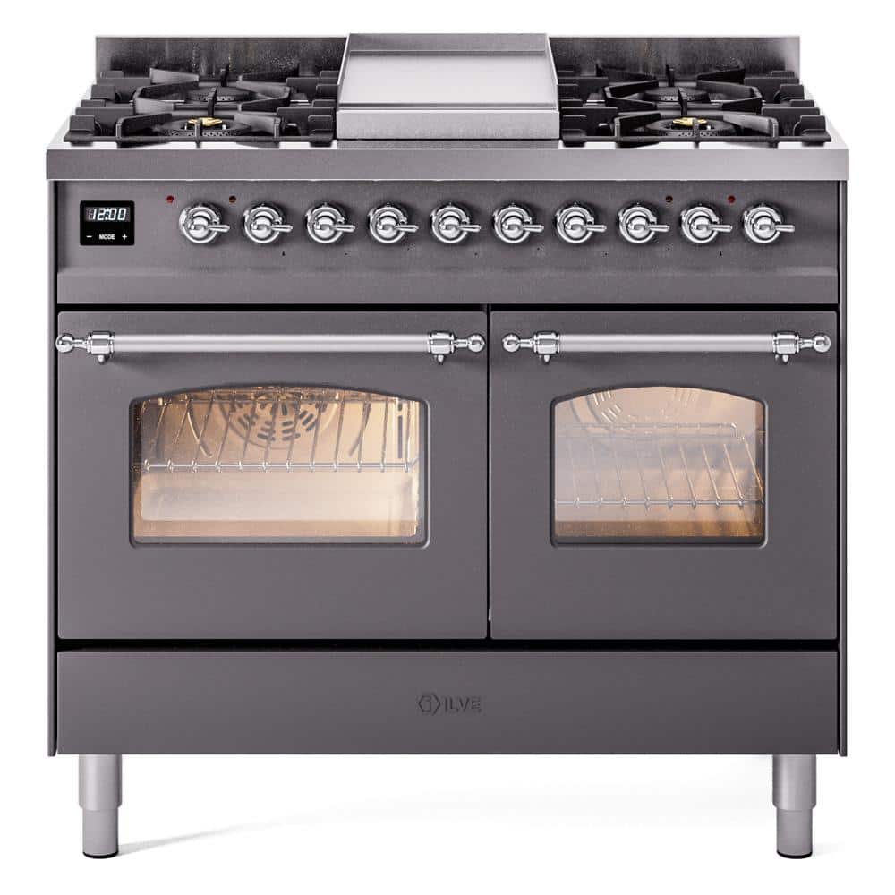 Propane Home Ranges ILVE Nostalgie II 40 in. 6 Burner Dual Fuel Liquid Propane Range in ...