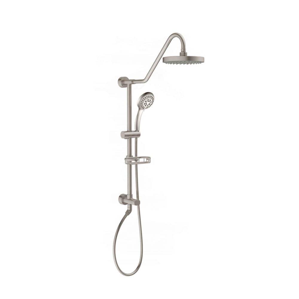 PULSE Showerspas Kauai 5-Spray Settings 8 in. Wall Mount Dual Fixed and Handheld Shower Head 1.8 GPM in Brushed Nickel