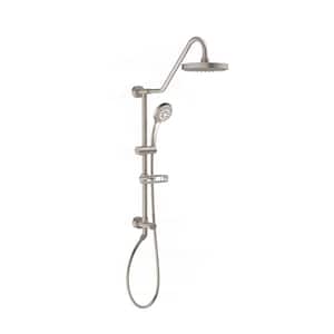 Kauai 5-Spray Settings 8 in. Wall Mount Dual Fixed and Handheld Shower Head 1.8 GPM in Brushed Nickel