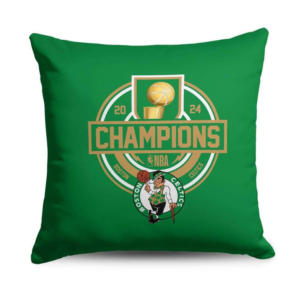 Boston Celtics 2024 Champions Green and Beige Throw Pillow