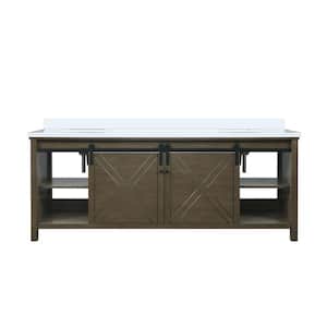Marsyas 84 in W x 22 in D Rustic Brown Double Bath Vanity and Cultured Marble Countertop