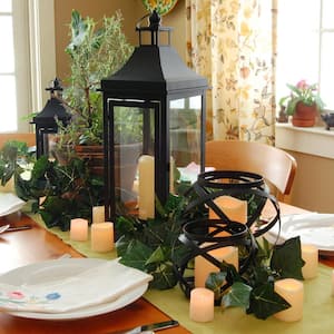 7.125 in. x 19.5 in. Matte Black Tall Classic Lantern with LED Candle