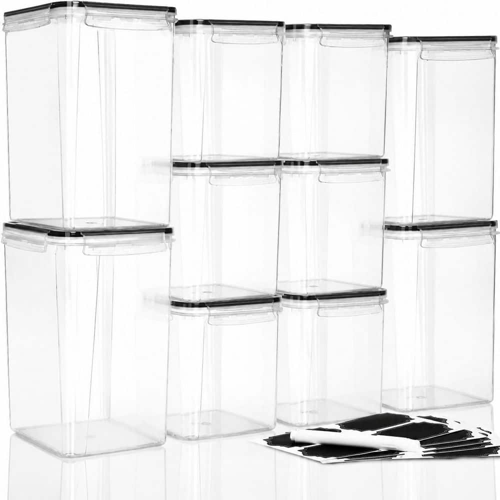 Clear Airtight 10-Pack Food Storage Container Set with Lids for Pantry and Kitchen with Labels for Flour and Sugar price history on PriceWatchPro