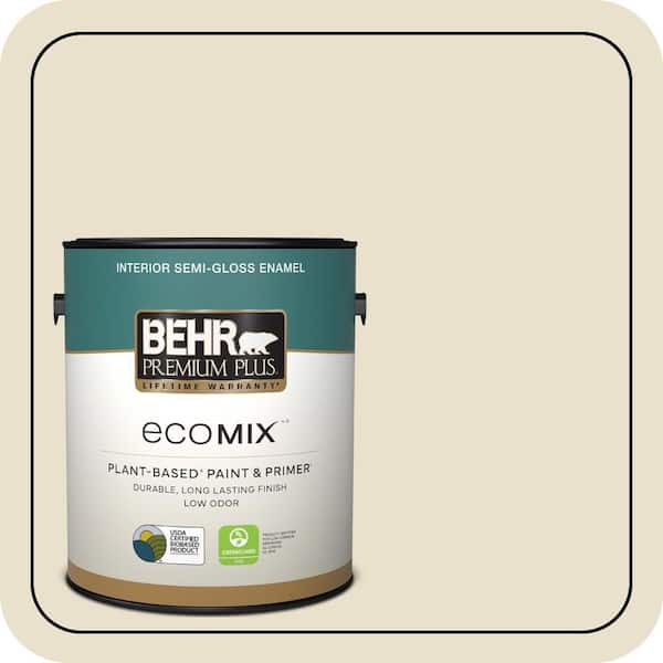 1 gal. #760C-2 Country Beige Semi-Gloss Enamel EcoMix Plant-Based Interior Paint & Primer