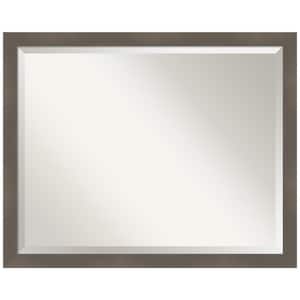 Edwin Clay Grey 30.5 in. x 24.5 in. Beveled Casual Rectangle Wood Framed Bathroom Wall Mirror in Gray
