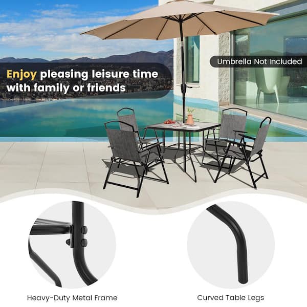 FORCLOVER 34 in. Square Outdoor Dining Table with Umbrella Hole