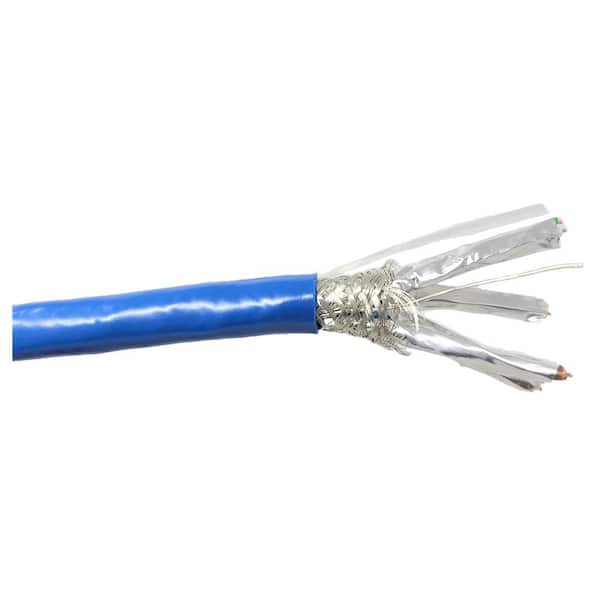1000 ft. Cat 7 Bulk Ethernet 23AWG Solid/Shielded Cable (S/FTP) CMR Riser (Blue) With 20 PCS of Shielded Connectors
