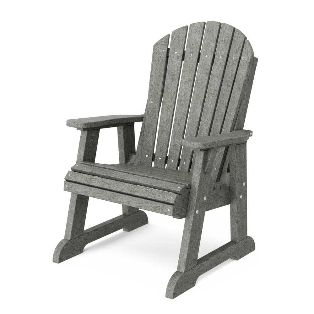 Heritage Dark Gray HDPE Outdoor Fan Back Chair with Arms