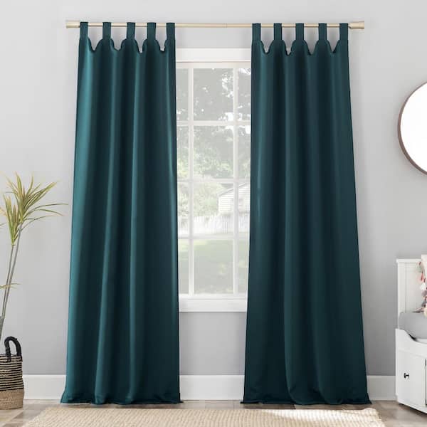 Gavin Energy Saving Teal Polyester 40 in. W x 95 in. L Tab Top Blackout Curtain (Single Panel)