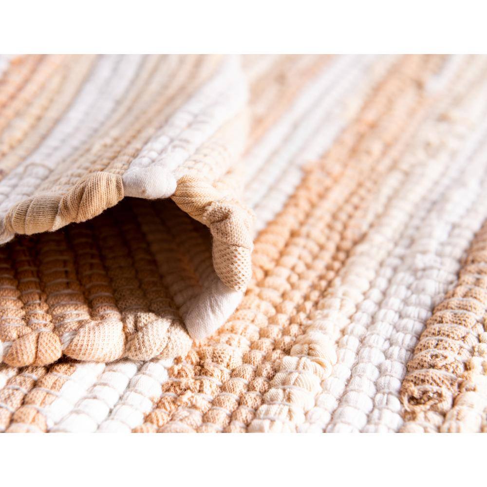 Beige Handwoven Cotton Striped Reversible Area Rug 4' x 6'