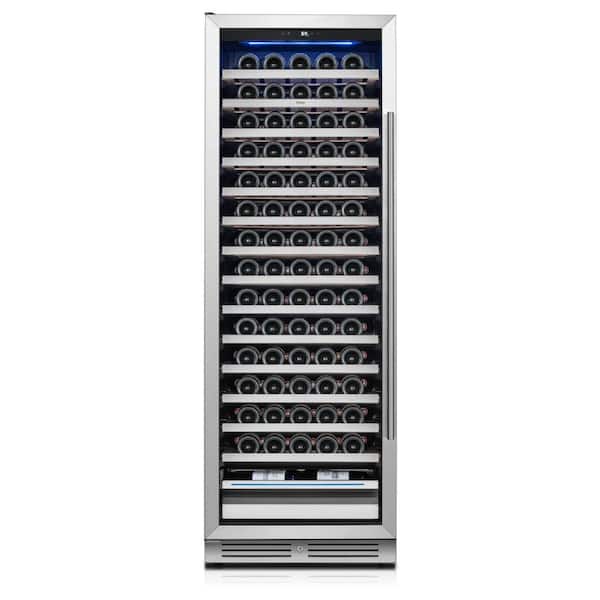 23.4 in. Single Zone 165-Bottle Wine Fridge Cooler Wine Refrigerator Built-in /Freestanding in Stainless Steel
