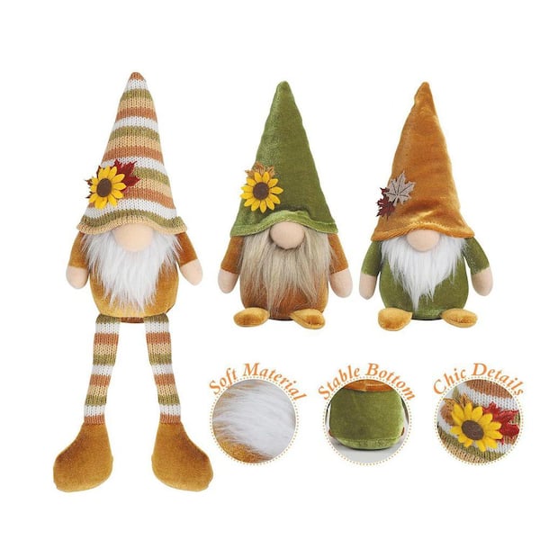 3-Pack Fall Gnomes Plush: Leaves and Dangle Legs Decor for Tiered Trays ...