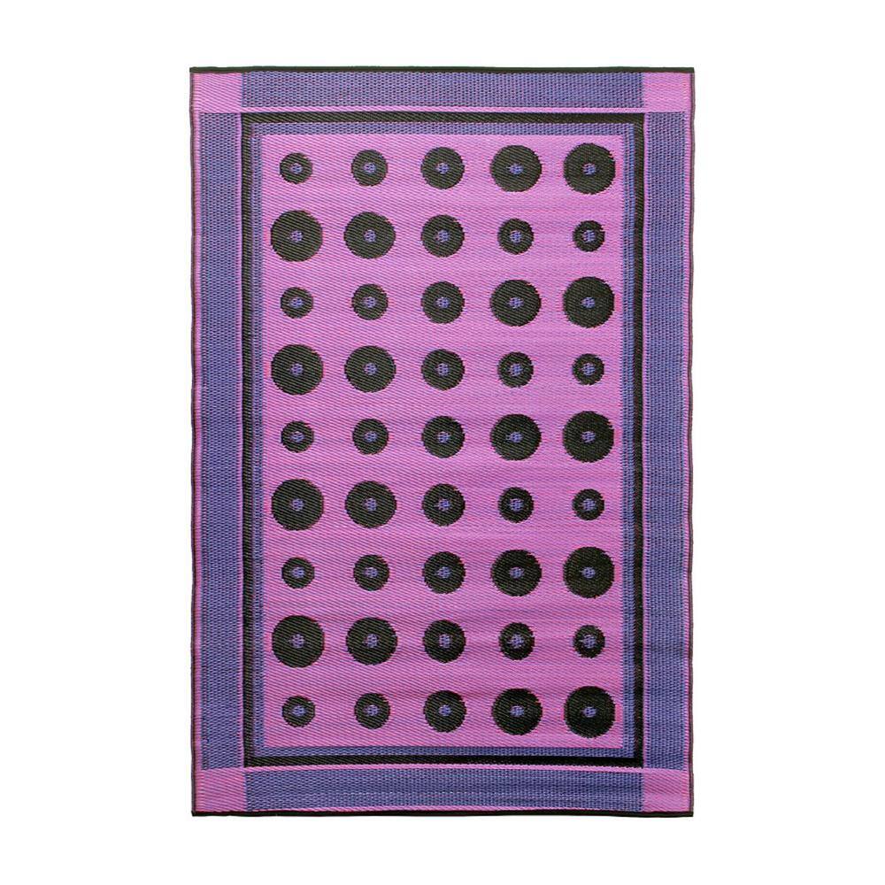Berry and Black Rectangular Synthetic Reversible 4' x 6' Area Rug