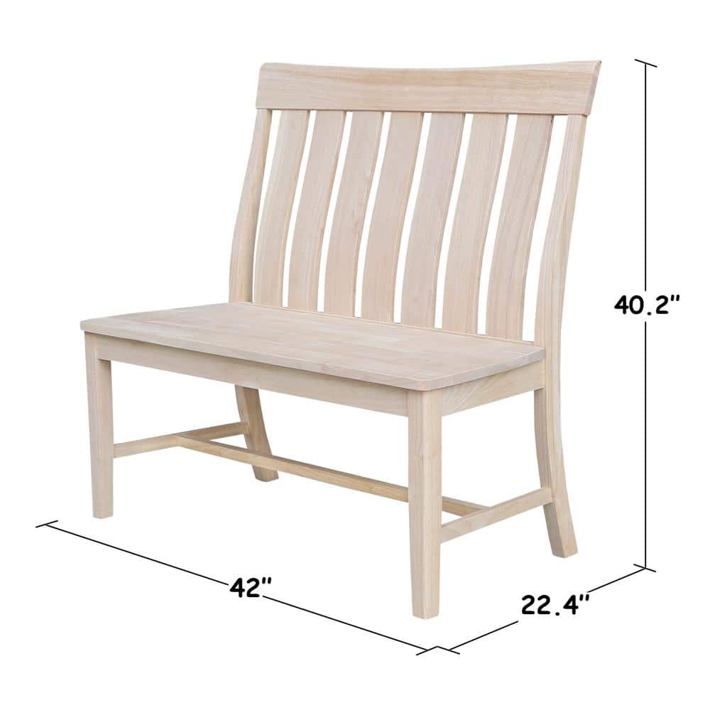 Ava 45'' Unfinished Solid Parawood Traditional Bench