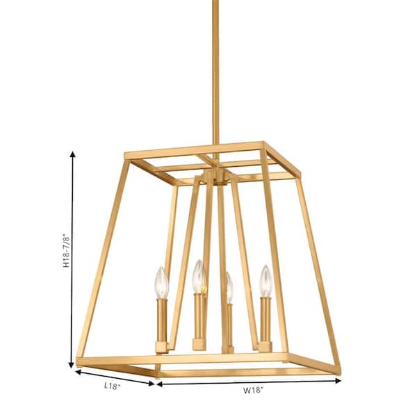 thespian Presenter Retouch Generation Lighting Conant 4-Light Gilded Satin Brass Contemporary  Transitional Candlestick Hanging Cage Chandelier F3150/4GSB - The Home Depot