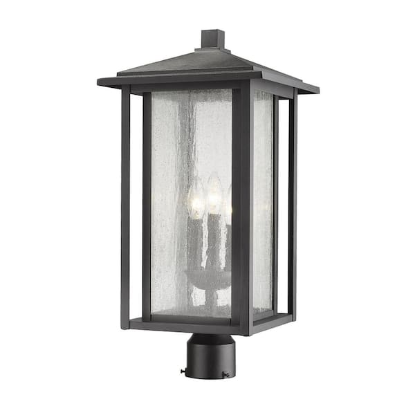 Unbranded Aspen 3 Light Black 22.5 in. Aluminum Hardwired Outdoor Weather Resistant Post Light Round Fitter with No Bulb Included