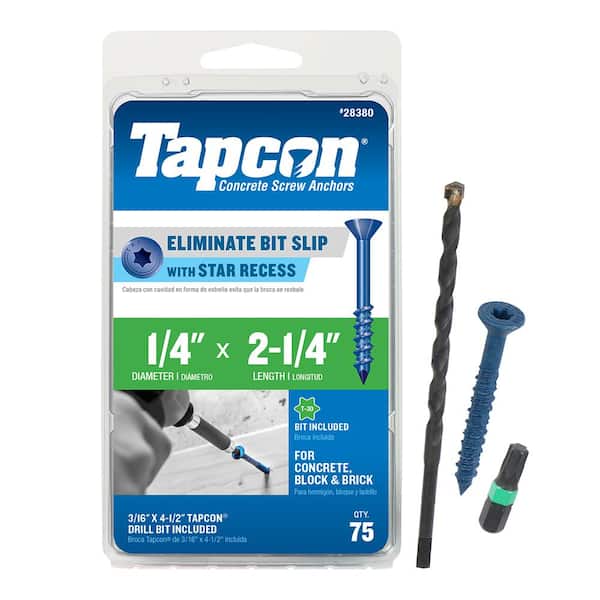Tapcon 1/4 in. x 2-1/4 in. Star Flat-Head Concrete Anchors (75-Pack)