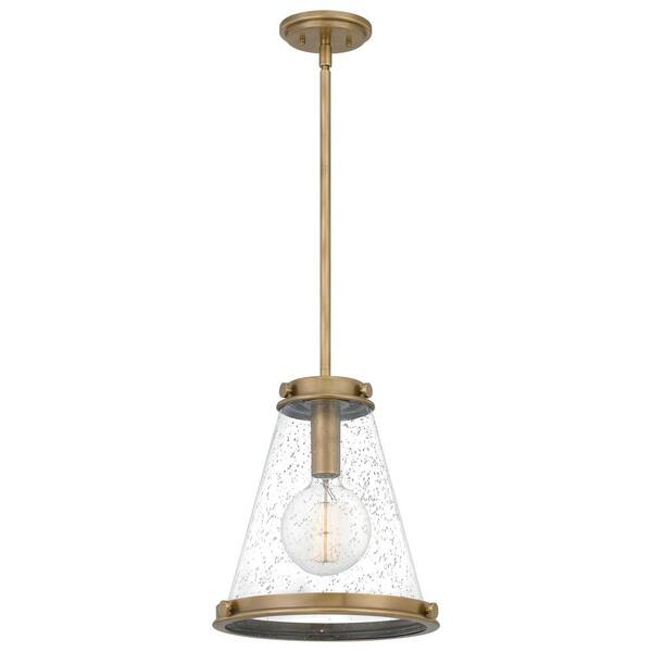 Quoizel Bristol 1 Light Weathered Brass Mini Pendant Qp5260ws The Home Depot - Aged Brass Mini Pendant Light