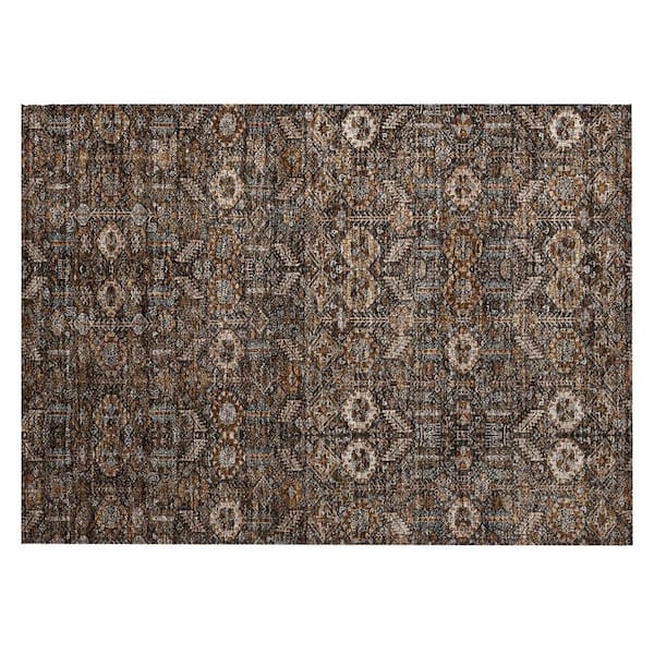 Chocolate 2 ft. x 3 ft. Woven Floral Rectangle Indoor/Outdoor Area Rug