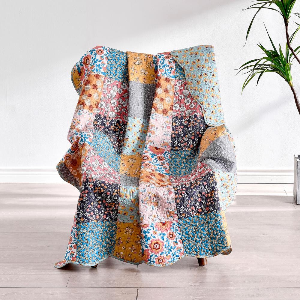 Boho Chic Reversible Cotton Patchwork Throw Blanket