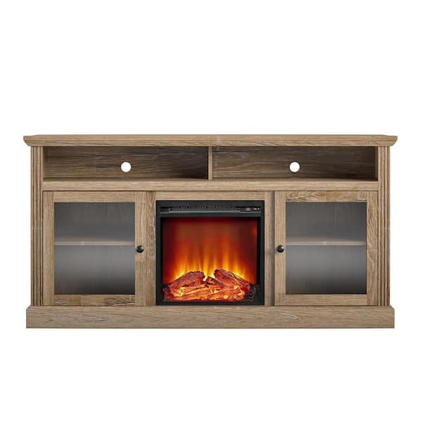 Ameriwood Home Nashville 62 in Electric Fireplace TV Stand in Natural