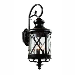 Chandler 4-Light Oil Rubbed Bronze Outdoor Wall Light Fixture with Seeded Glass