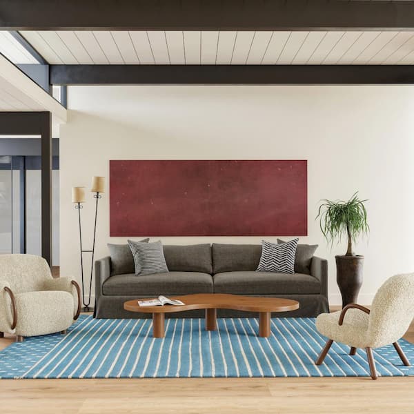 Mandia Striped Wool Baby Blue 10 ft. x 14 ft. Area Rug