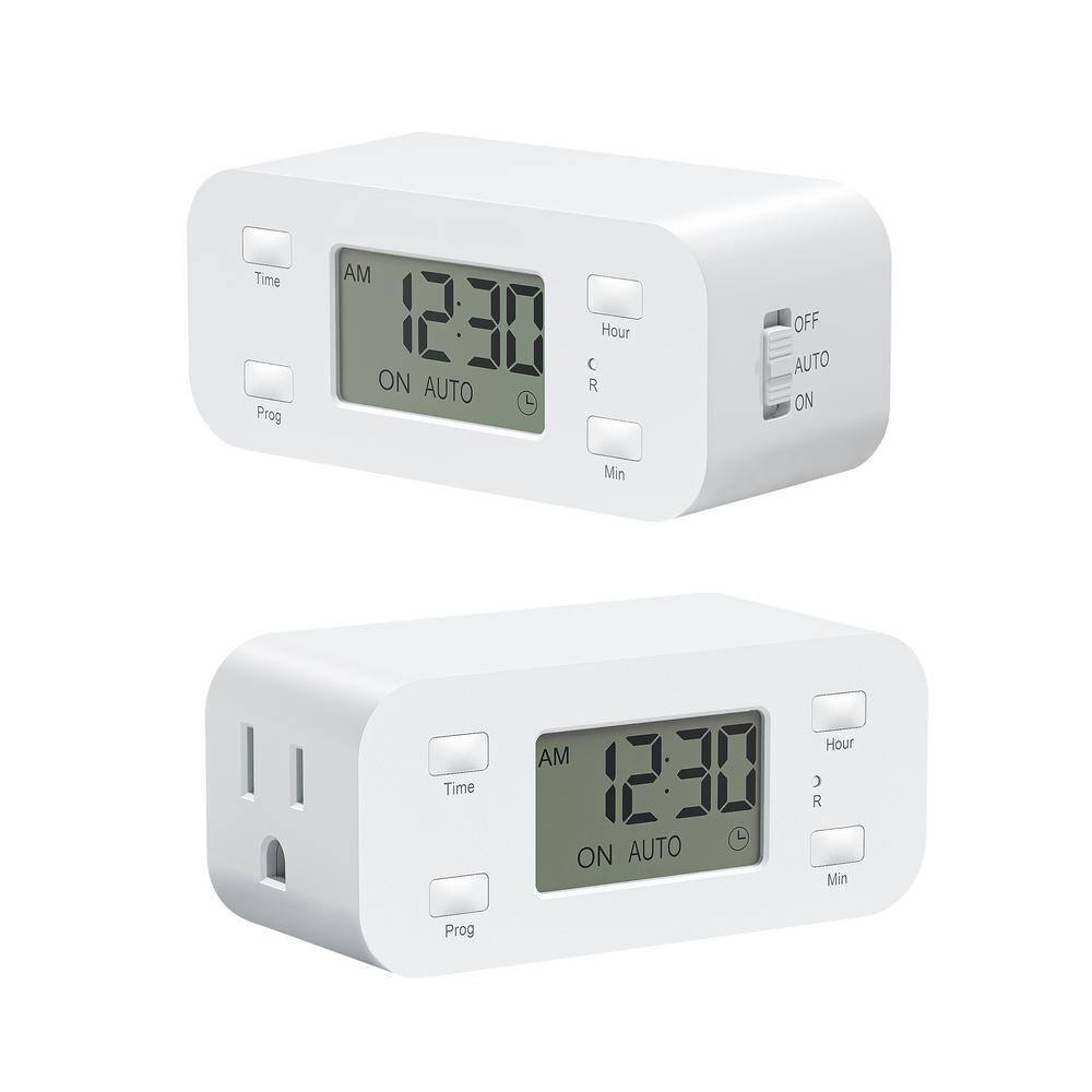 2 Pack Indoor Timers For Electrical Outlets, 24 Hour Cycle Plug In Mechanical Timer 30 Minute Intervals 1 Polarized Outlet For Christmas Lights Room Lights Himt12d
