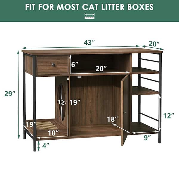 WIAWG 6 in 1 White Cat Hidden Litter Box with Drawer and Shelves, Wood Cat  Litter Box Enclosure Furniture with Litter Catcher Y-THD-180113-02 - The  Home Depot