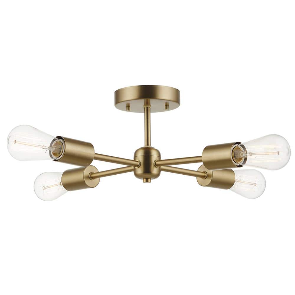 Matte Brass 17" Modern Globe Sputnik Ceiling Light