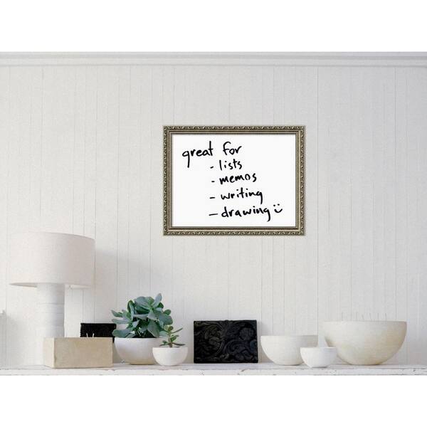 Amanti Art Parisian Silver Wood 17.5 in. H x 22.5 in. W Framed White Dry Erase Board