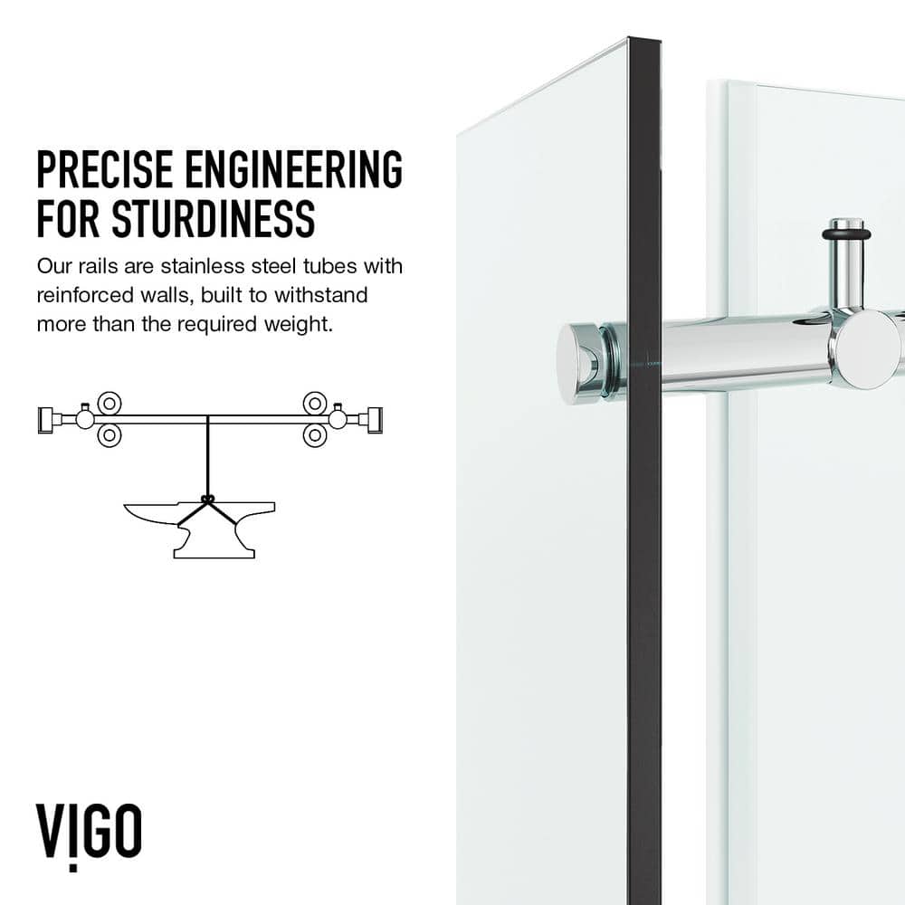 Elan E-Class 36'' D x 48'' W x 82'' H Frameless Chrome Shower Enclosure with Clear Glass