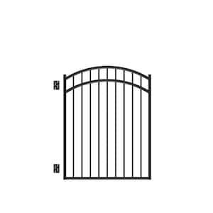 Natural Reflections 4 ft. x 4-1/2 ft. Black Heavy-Duty Aluminum Arched Pre-Assembled Fence Gate