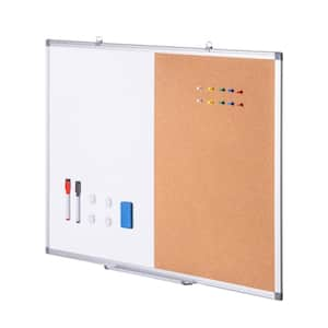 36 x 24 in. Whiteboard and Cork Board Combo with Aluminum Frame - 2-in-1 Magnetic Dry Erase Bulletin Board