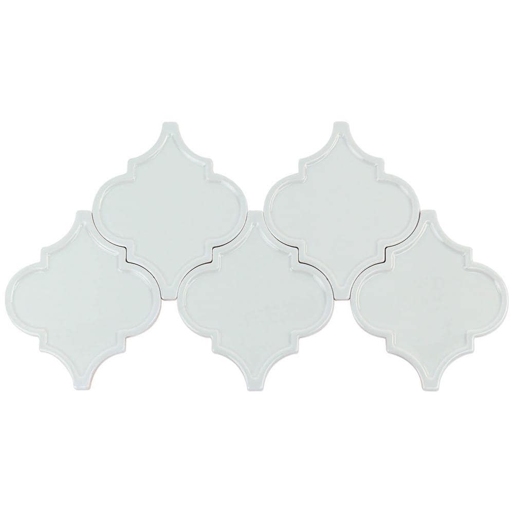 Labyrinth Light Blue Polished Ceramic Arabesque Wall Tile