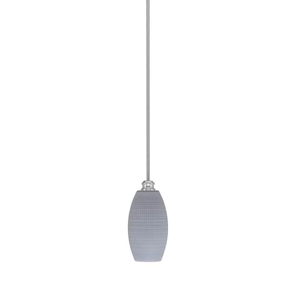 Unbranded Albany 60-Watt 1-Light Brushed Nickel Pendant Mini Pendant Light Gray Matrix Glass and Light Bulb Not Included