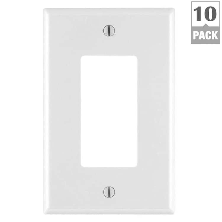 Leviton 1-Gang White Decora/Rocker Nylon Midway/Midsize Wall Plate (10-Pack) 0PJ26-0WM