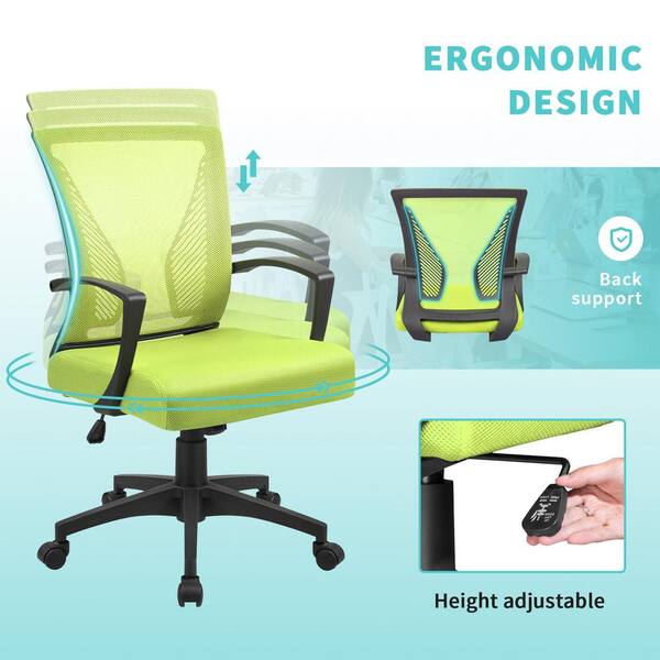 Office Chair Mid Back Swivel Lumbar Support Desk Chair Mesh Chair with Armrest 