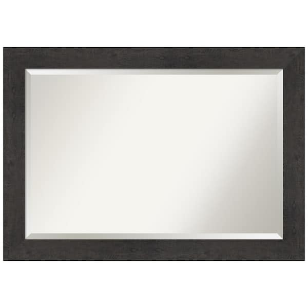 Amanti Art Rustic Plank Espresso 41.5 in. H x 29.5 in. W Framed Wall Mirror