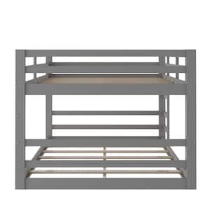 Low and Durable Gray Full Over Full Bunk Bed with Ladder