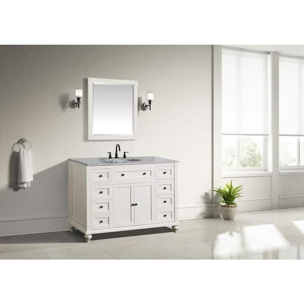 Home Decorators Collection Hamilton Shutter 49 1 2 In W X 22 In D Bath Vanity In Ivory With Granite Vanity Top In Grey 10806 Vs48h Dw The Home Depot