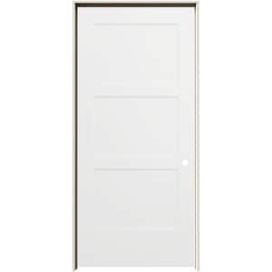 36 in. x 80 in. Birkdale White Paint Left-Hand Smooth Solid Core Molded Composite Single Prehung Interior Door