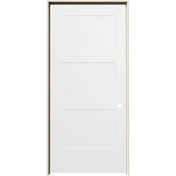 JELD-WEN 36 in. x 80 in. Birkdale White Paint Left-Hand Smooth Solid Core Molded Composite Single Prehung Interior Door