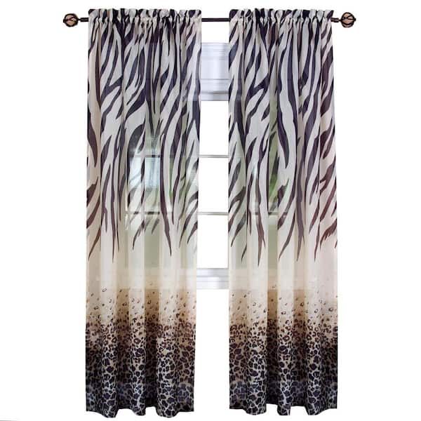 ACHIM Kenya 50 in. W x 63 in. L Polyester Light Filtering Window Panel in Brown/Multi