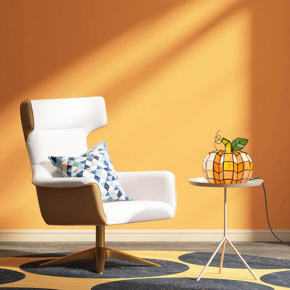 Patch the Pumpkin Orange and Green Stained Glass Accent Lamp