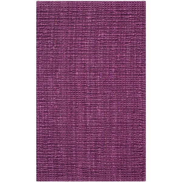 Natural Fiber Purple 3 ft. x 4 ft. Woven Crosstitch Area Rug