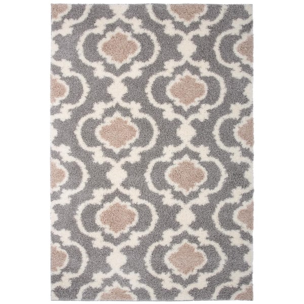 Moroccan Trellis Cozy Shag Gray 5 ft. 3 in. x 7 ft. 3 in. Indoor Area Rug