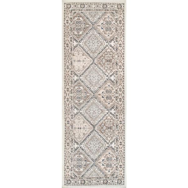 Melange Tiles Beige 2.6 ft. x 14 ft. Indoor Area Rug