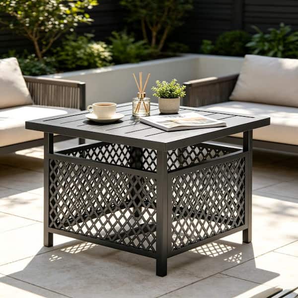 ＥＮアンブレラテーブル ENアンブレラテーブル 57 Inch L Black Outdoor Dining Table for 6